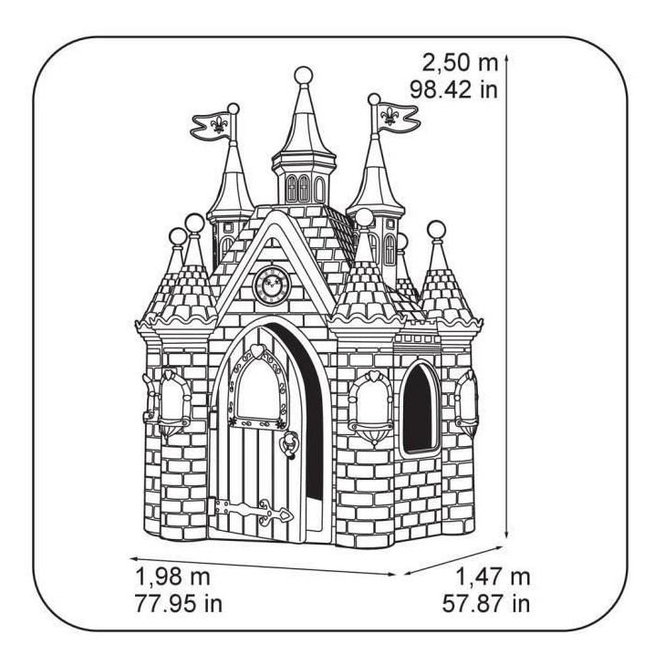 Casetta gioco da giardino per bambini a forma di castello H250 cm Princess