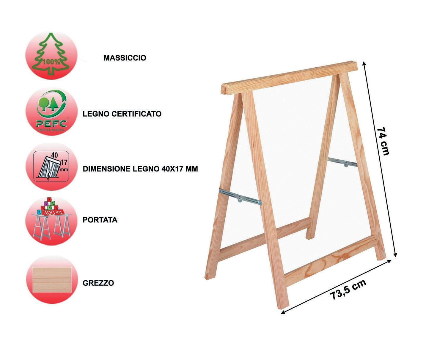 Cavalletto in Legno Standard L75xP75xH75 cm. legno naturale