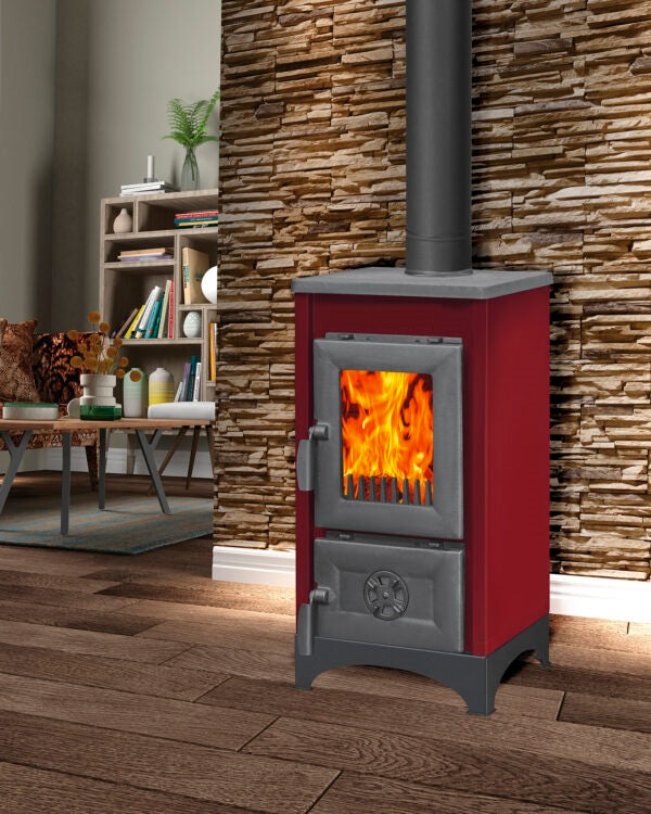 Stufa riscaldamento a legna con struttura in acciaio e ghisa 7 kw K Line Karusel Mini