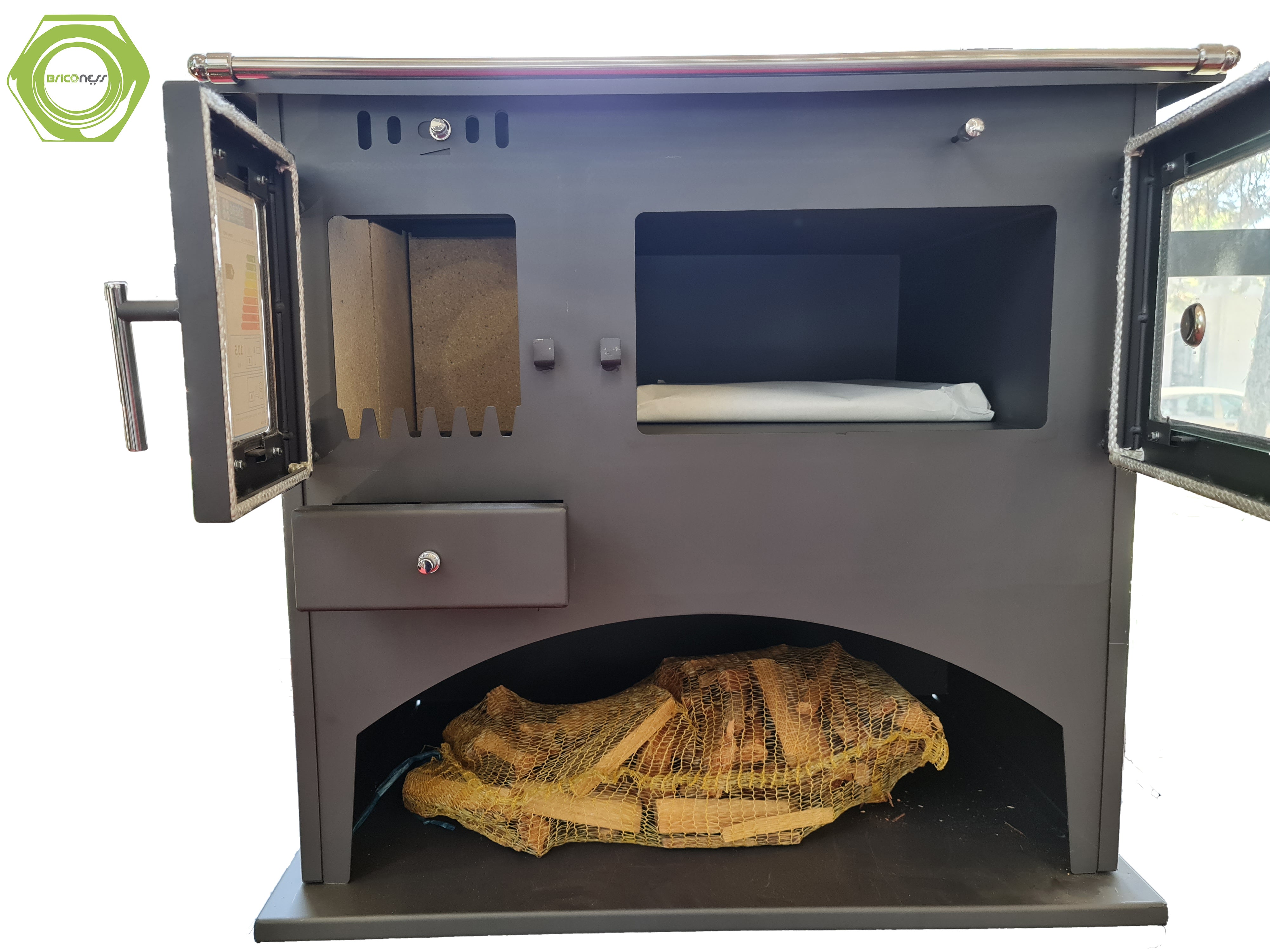 Cucina stufa a Legna con forno antracite 10.5 kw Folk