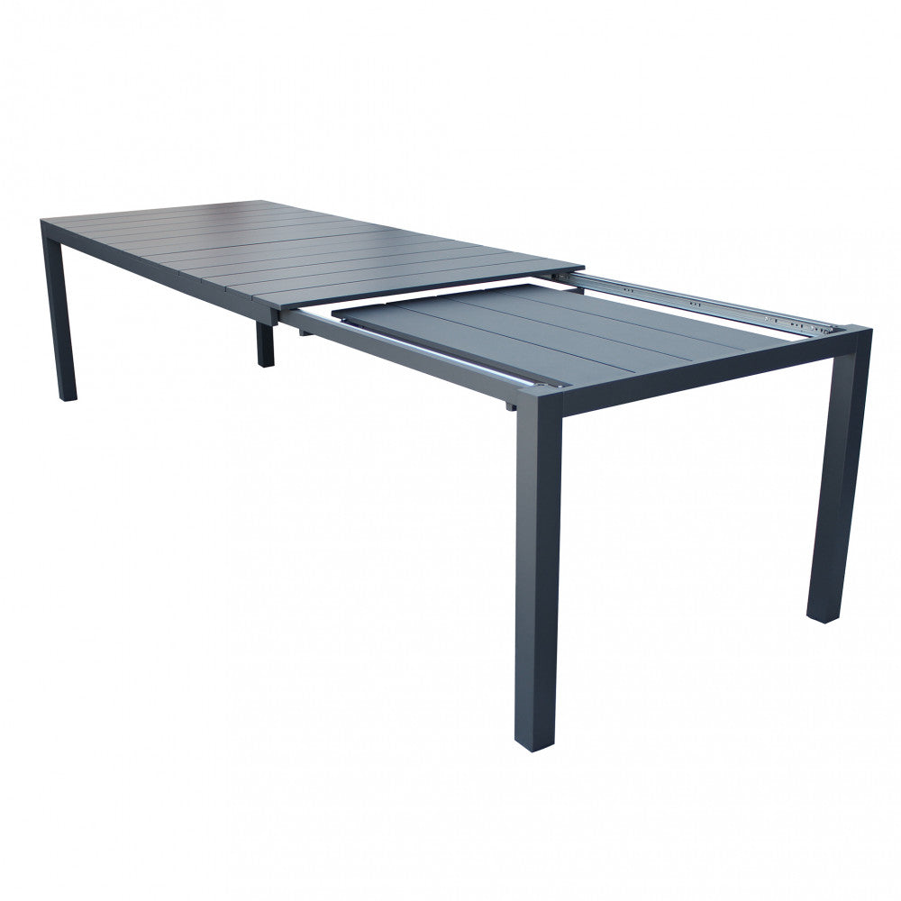 Tavolo estensibile da giardino con struttura in alluminio e piano effetto doghe Spenser