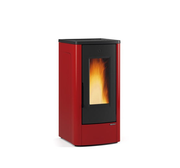 Stufa a pellet con struttura in acciaio e top in ghisa 10 kw Dahiana Plus Bordeaux VFS Nordica Extraflame