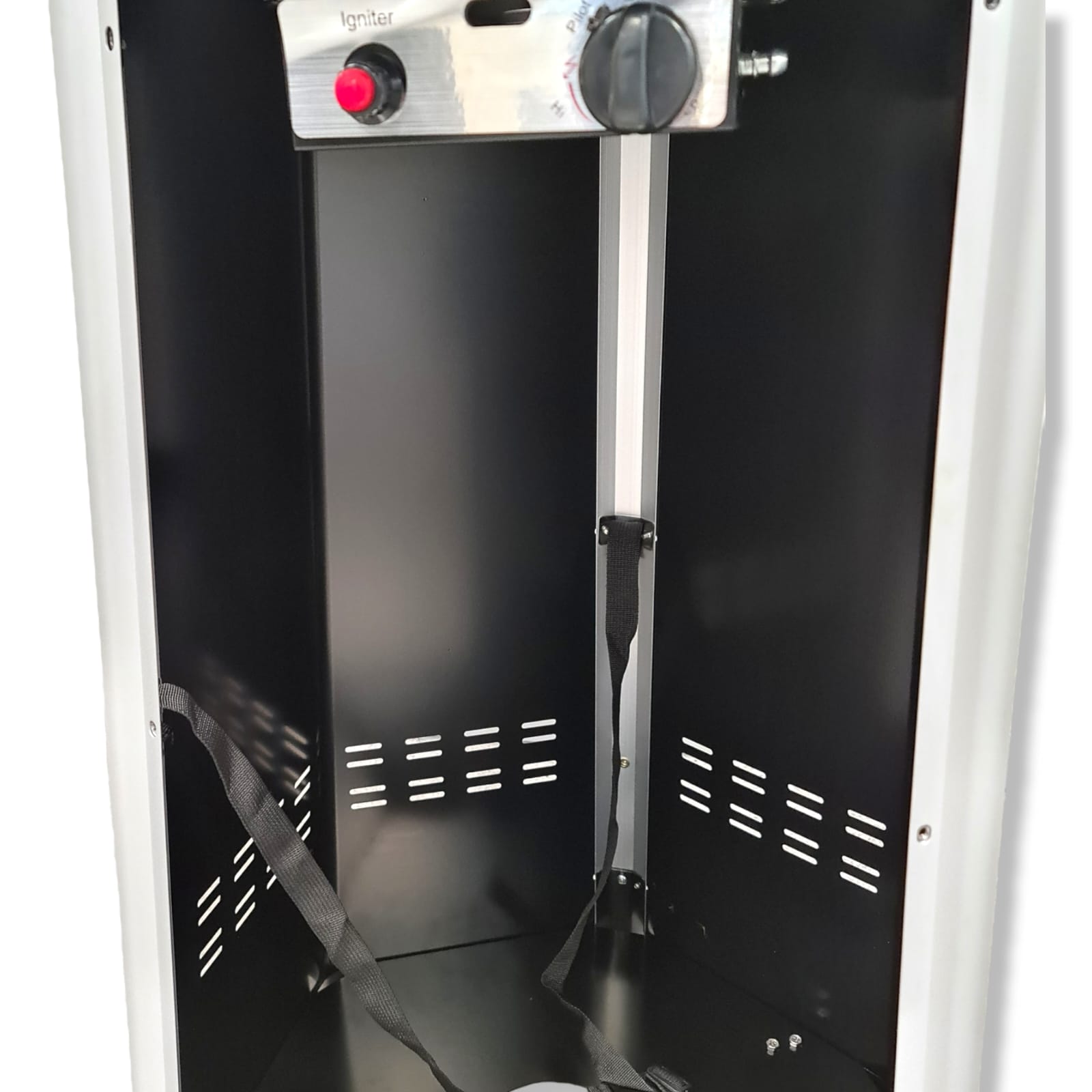 Termopatio stufa piramide esagonale a gas da esterno con ruote Totem Hexagonal Niklas