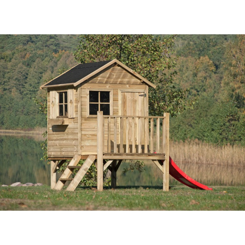 Casetta palafitta in legno gioco da giardino con scivolo Winnie first Wooden chalet