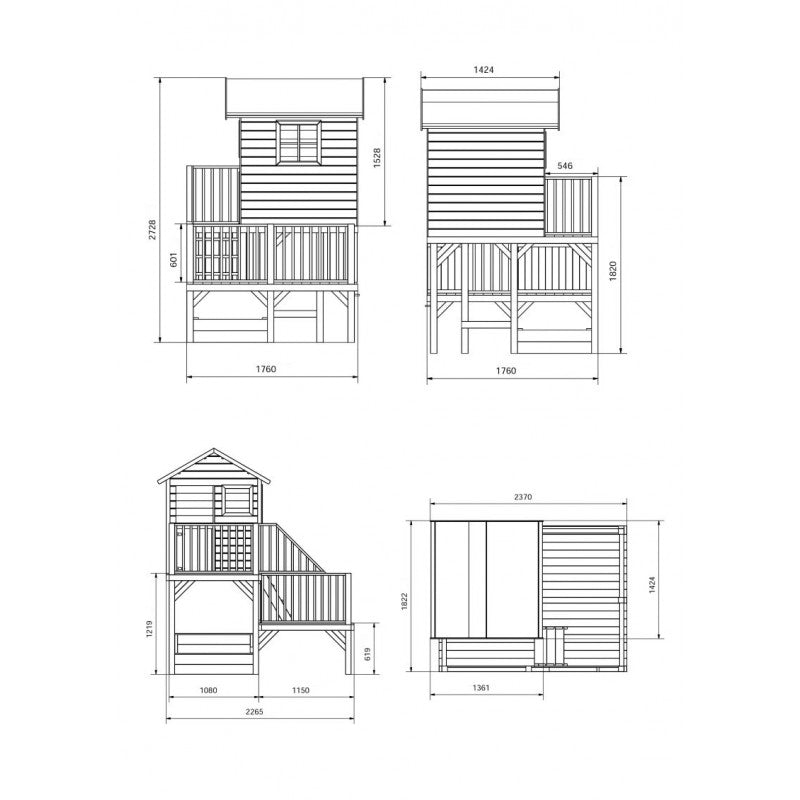 Casetta palafitta in legno gioco da giardino con scivolo Winnie Wooden chalet