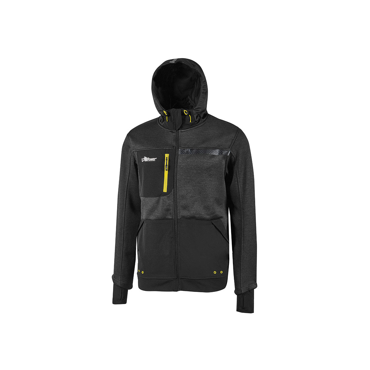 Felpa da lavoro ful zip morbida e traspirante polsini con foro passa pollice e foro orologio GALAXY U-POWER