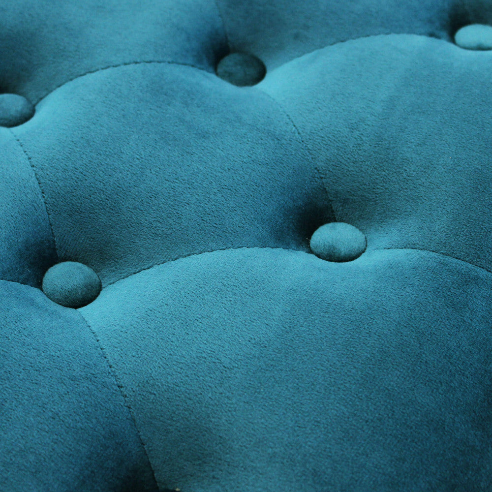 Panca da interno soggiorno salotto con struttura in legno sbiancato e seduta in velluto imbottito effetto vintage Soqi