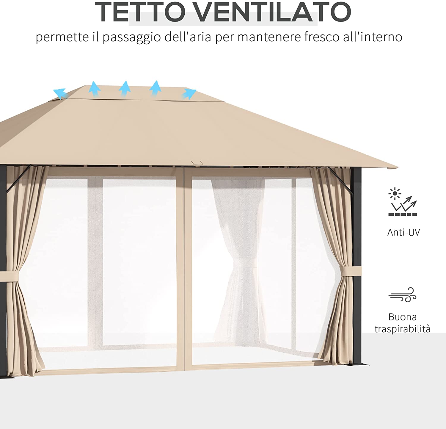 Telo di ricambio per gazebo 3x4 in poliestere Decor