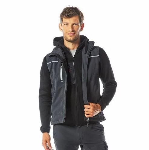 Gilet smanicato da lavoro black carbon Saturn U-POWER