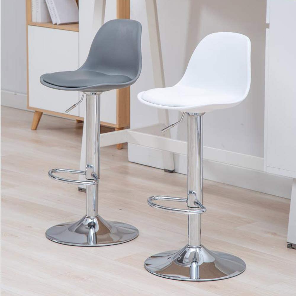 Sgabello da interno bar con struttura in acciaio e seduta rivestita in ecopelle Steel Power