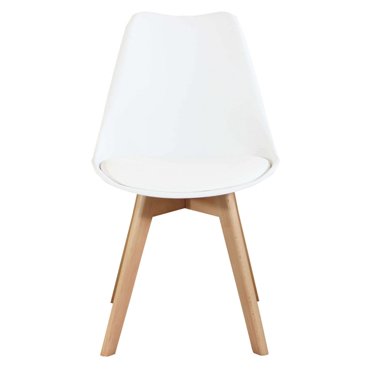 Sedia da interno in legno e materiale plastico con seduta imbottita Gary