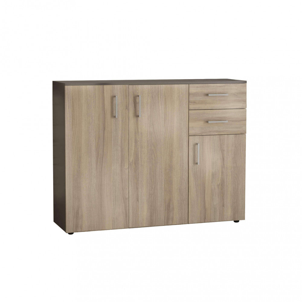 Mobile credenza da interno in legno nobilitato bilaminato con 3 ante e 2 cassetti Linea Classic