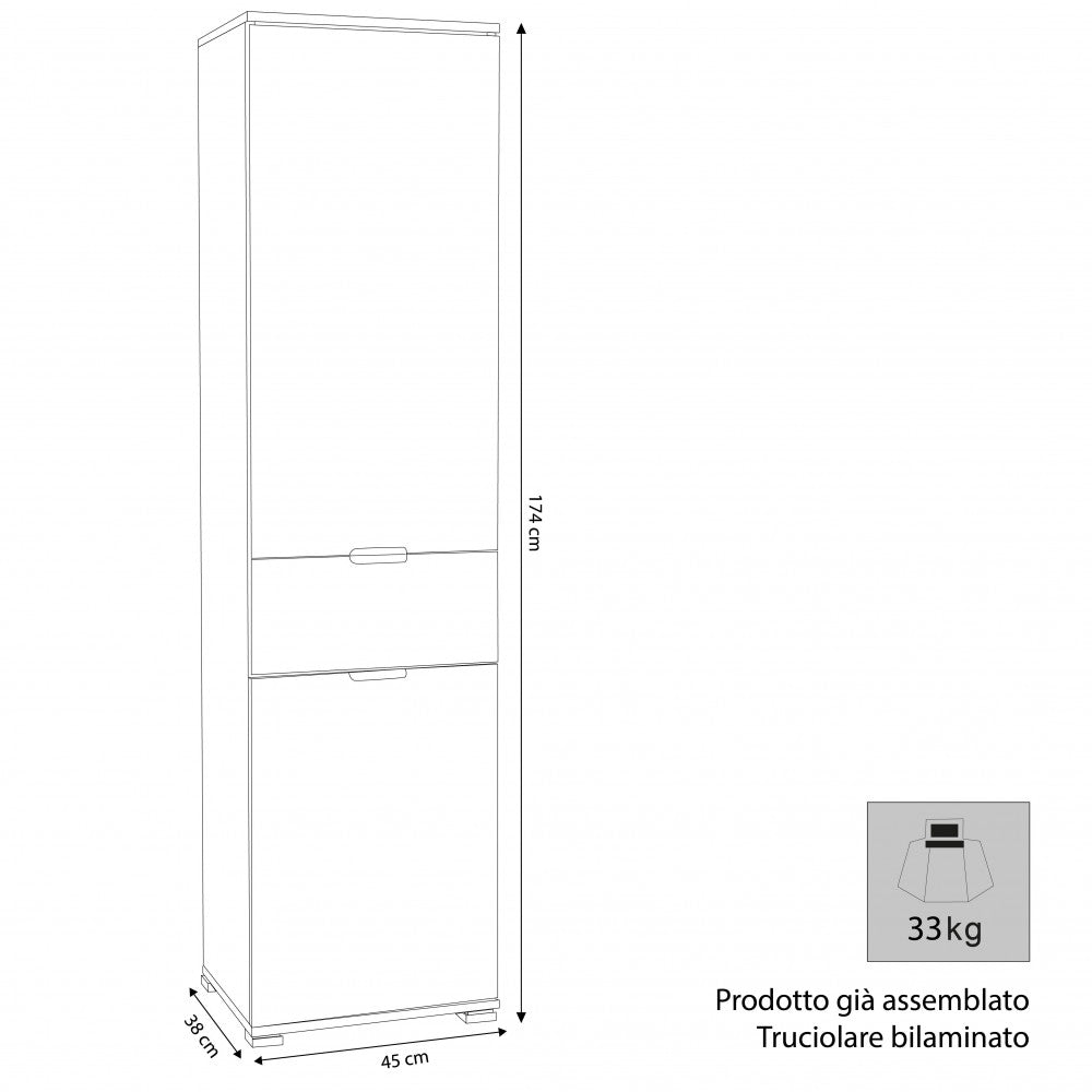 Armadio 2 ante con cassetto centrale in nobilitato bilaminato Linea Classic