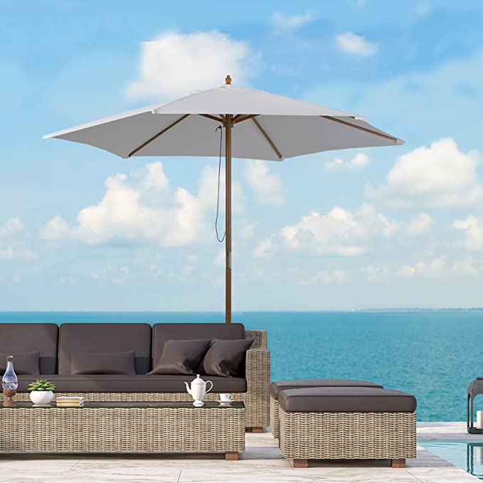 Ombrellone da giardino in legno tondo 250 cm Garden Deluxe Collection