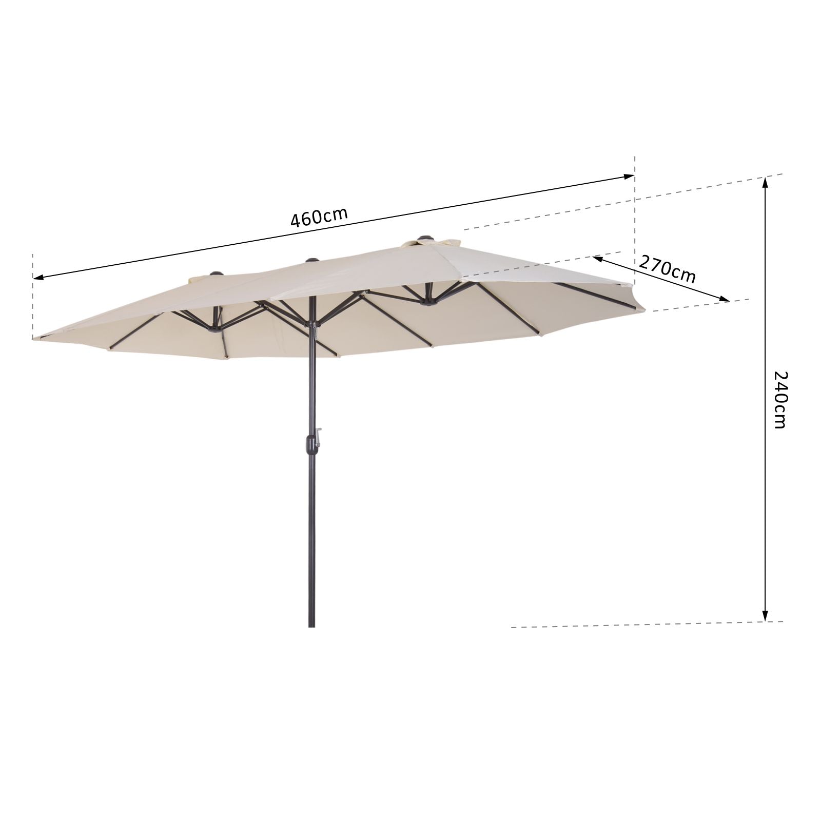 Ombrellone doppio da giardino in alluminio 460x270xH240 cm Alu Twin Beige