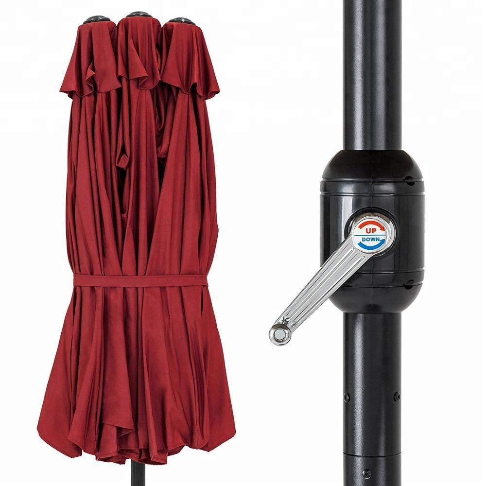 Ombrellone Doppio da giardino in alluminio Alu Twin 460x270xH240 cm Bordeaux