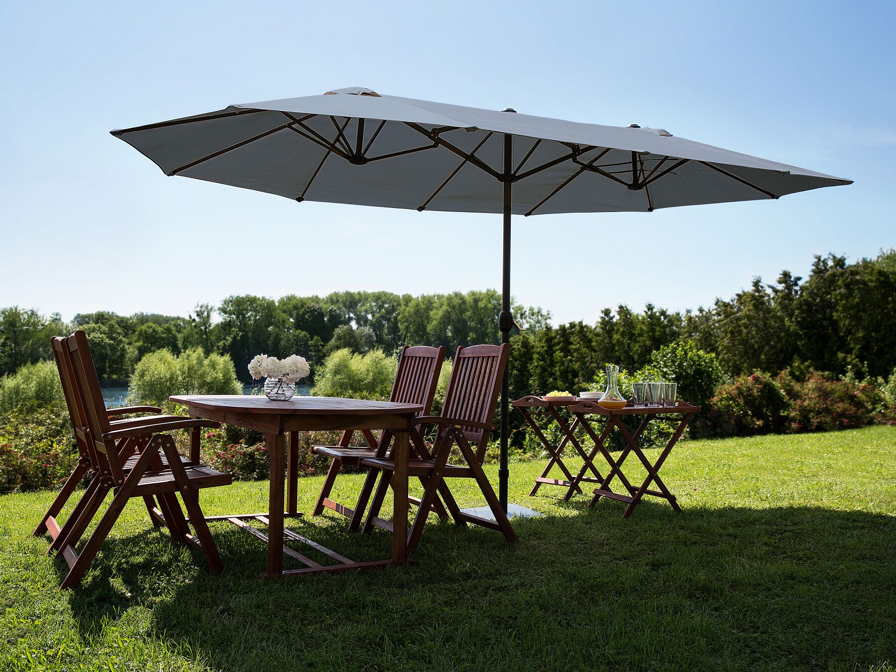 Ombrellone doppio da giardino in alluminio 460x270xH240 cm Alu Twin Grigio
