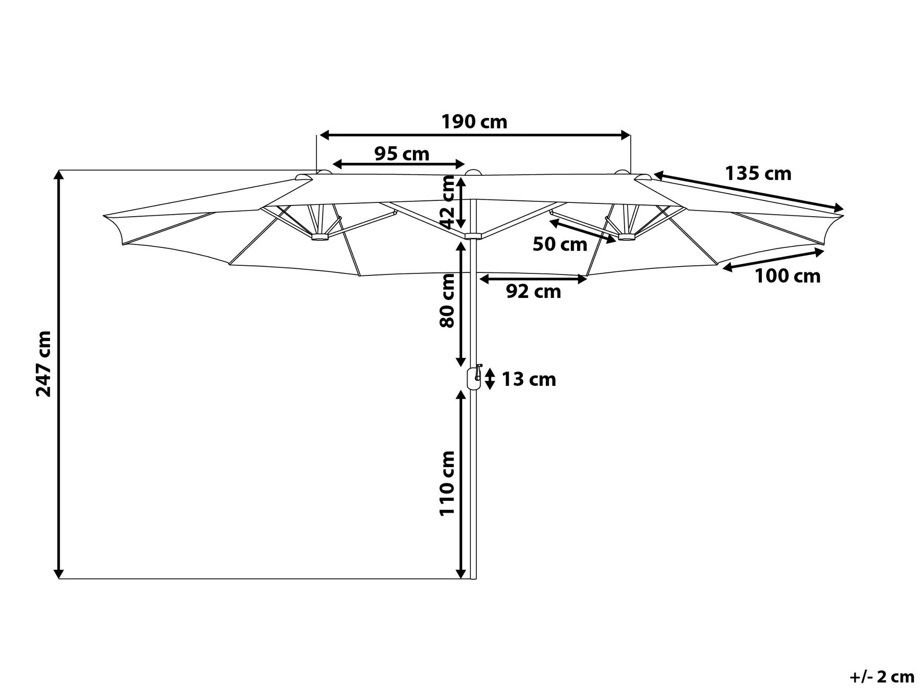 Ombrellone doppio da giardino in alluminio 460x270xH240 cm Alu Twin Beig