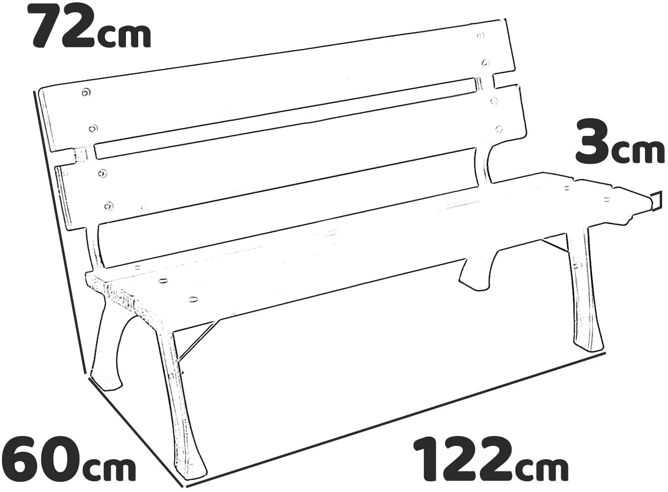 Panchina in ghisa con doghe in legno Hyde Park Junior 122x60xH72 cm