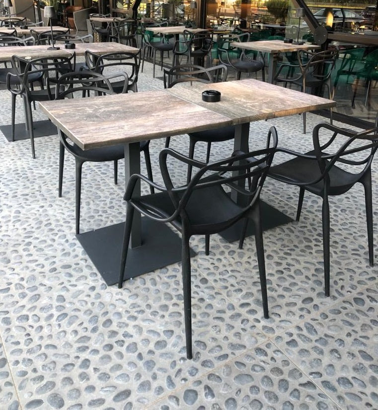 Piano tavolo 70x70 cm per bar e ristoranti in cementite effetto legno ZAHARA