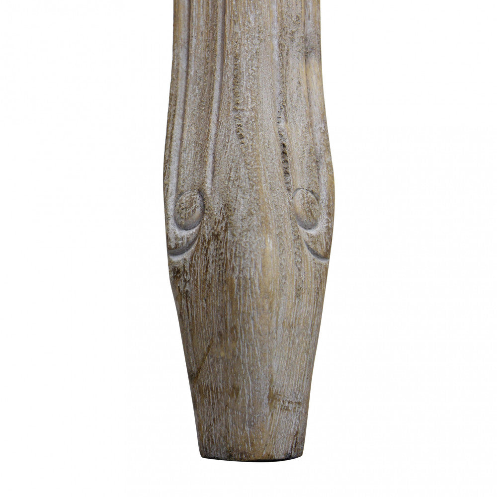 Panca da interno soggiorno con struttura in legno sbiancato e e seduta in ecopelle grigio effetto vintage Tommy