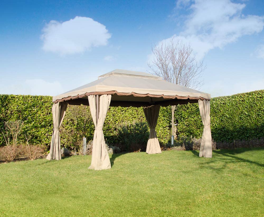 Gazebo da esterno 3x4 mt struttura in alluminio e telo in poliestere con zanzariera perimetrale scorrevole Privacy Plus