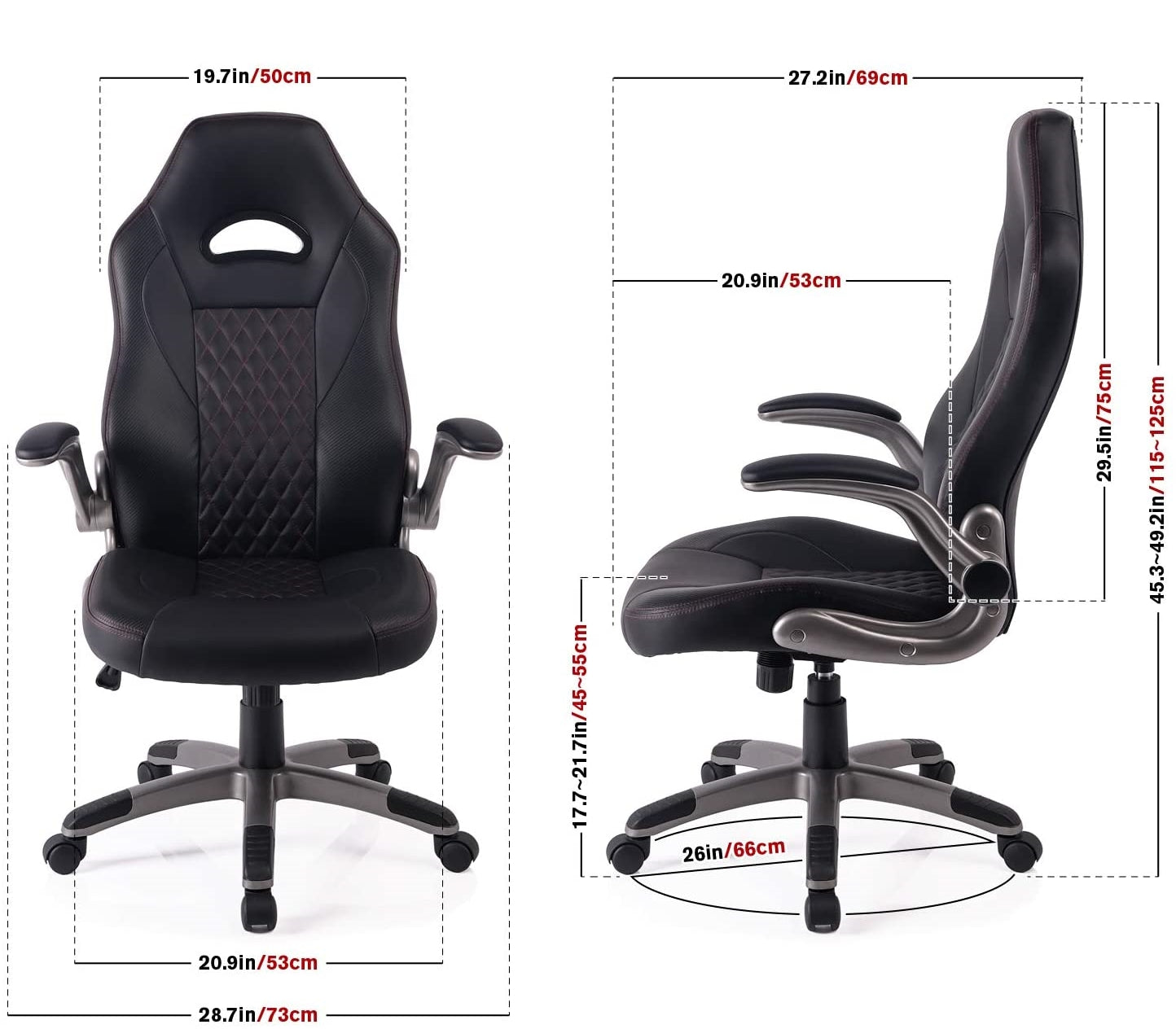 Poltrona da ufficio e gaming ergonomica in pelle sintetica con bordature