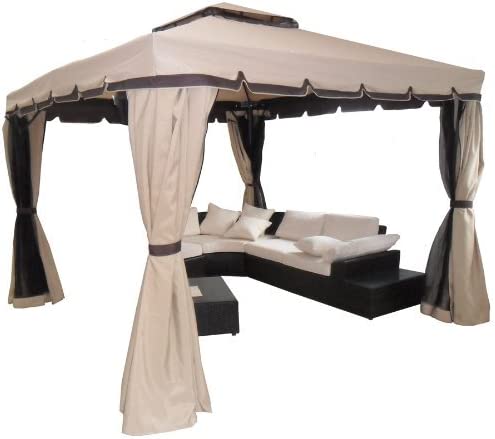 Gazebo da esterno 3x3 mt struttura in alluminio e telo in poliestere con tende laterali scorrevoli Privacy