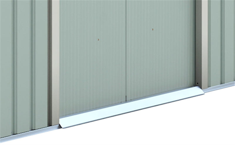 Casetta box deposito porta attrezzi in lamiera cm 277x191 verde con 2 porte scorrevoli