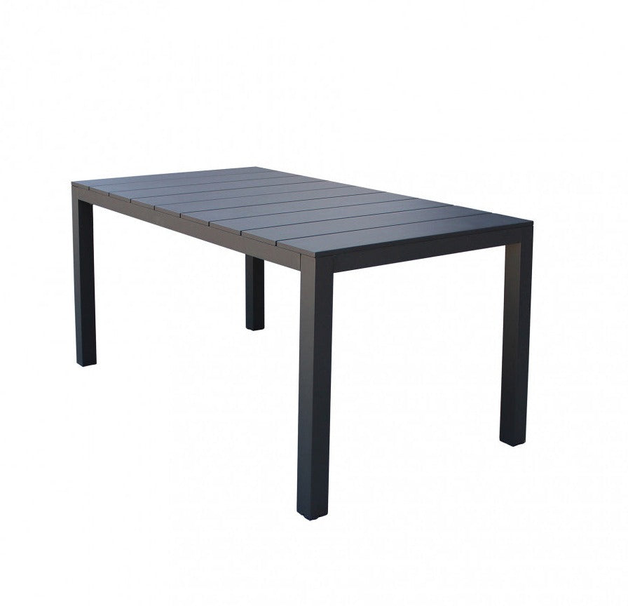 Tavolo da esterno allungabile 149/215 cm in alluminio con piedi regolabili e piano a doghe TEODOSIO