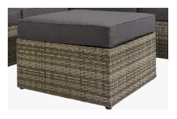 Salotto da giardino divano 5 posti e tavolino pouf con piano in vetro Lounge