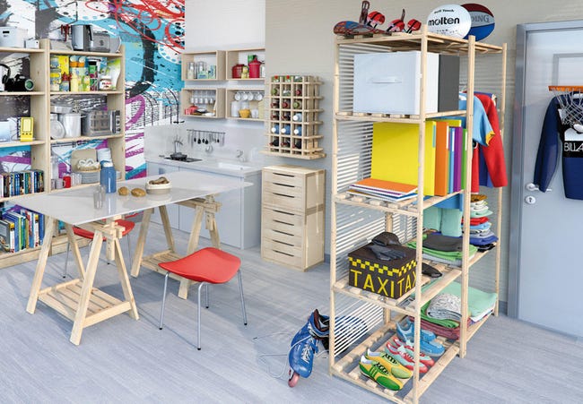 Scaffale in kit in legno massello naturale 5 ripiani 80x40x170H