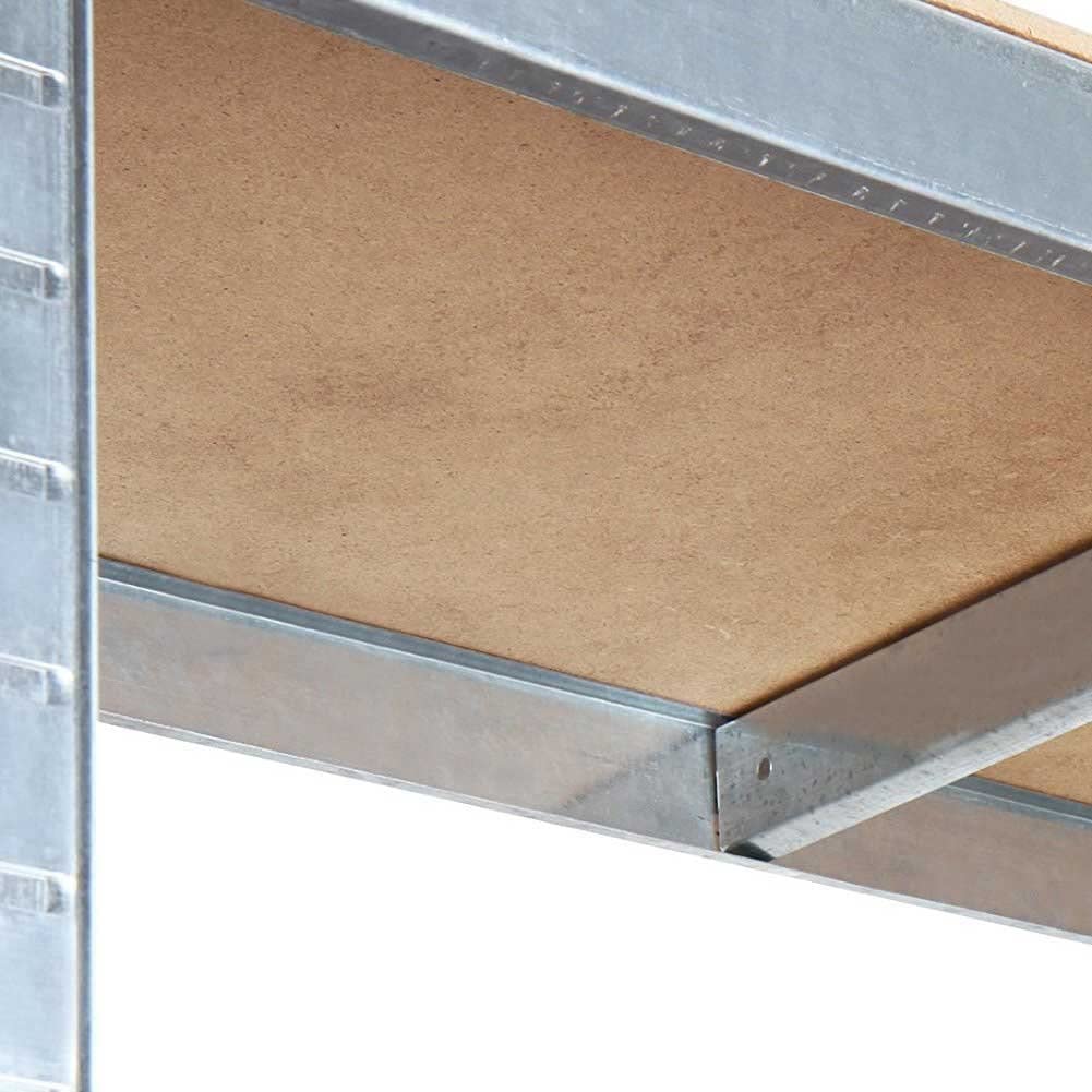 Scaffale in acciaio in kit 5 piani in MDF ad incastro Brixo Silver 150 kg