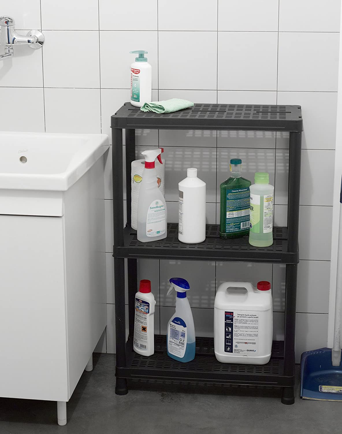 Scaffale in resina a 3 piani per casa garage ufficio modulare TOOMAX