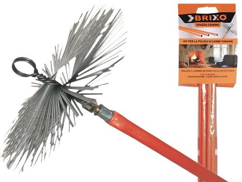 Kit scovolo spazzacamino per pulizia canna fumaria con aste Brixo