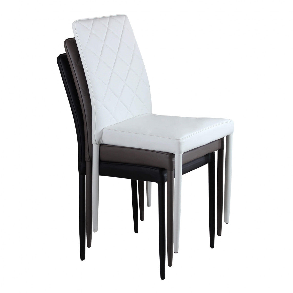 Sedia da pranzo per interni in acciaio ed ecopelle Skin