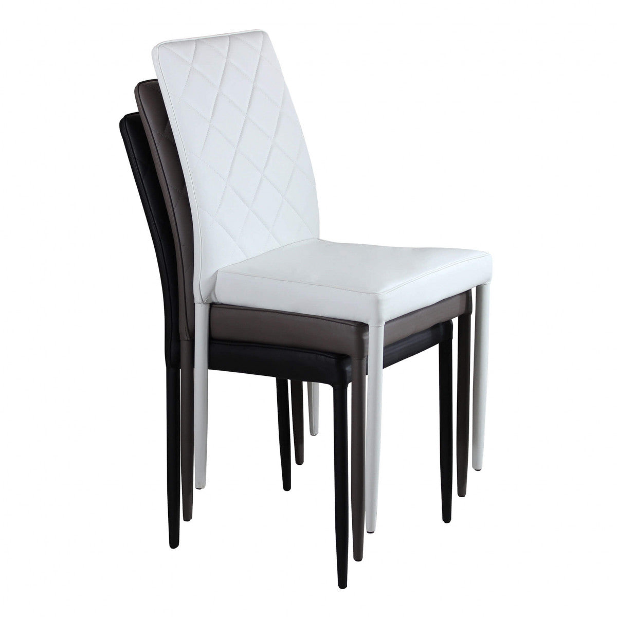 Sedia da pranzo per interni in acciaio ed ecopelle Skin