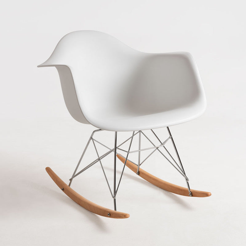 Sedia poltrona a dondolo da interno ufficio salotto con struttura in acciaio e seduta in ABS Julian