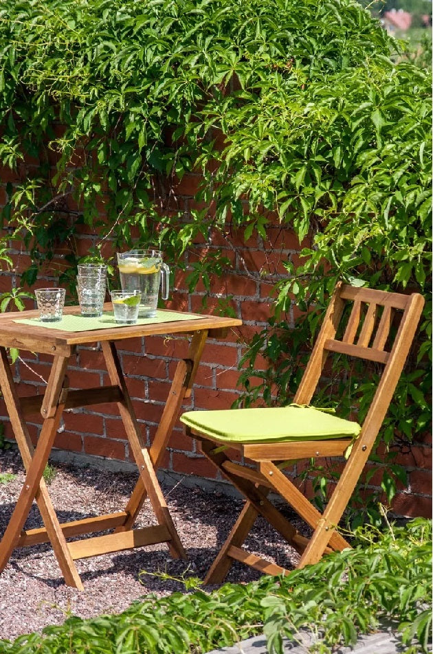 Tavolino pieghevole da esterno 70x70 cm in legno di acacia Nordik