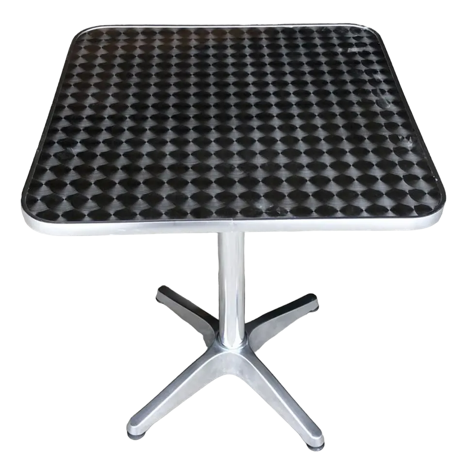 Tavolo quadrato a colonna in alluminio waterproof 60x60xH70 cm per bar e ristoranti
